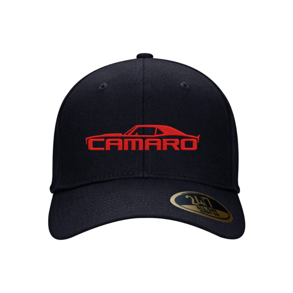 Red Camaro Embroidered Silhouette Snapback Cap