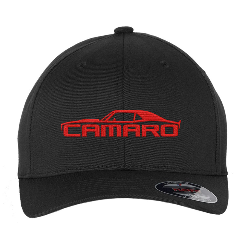 Red Camaro Silhouette Embroidered Cap