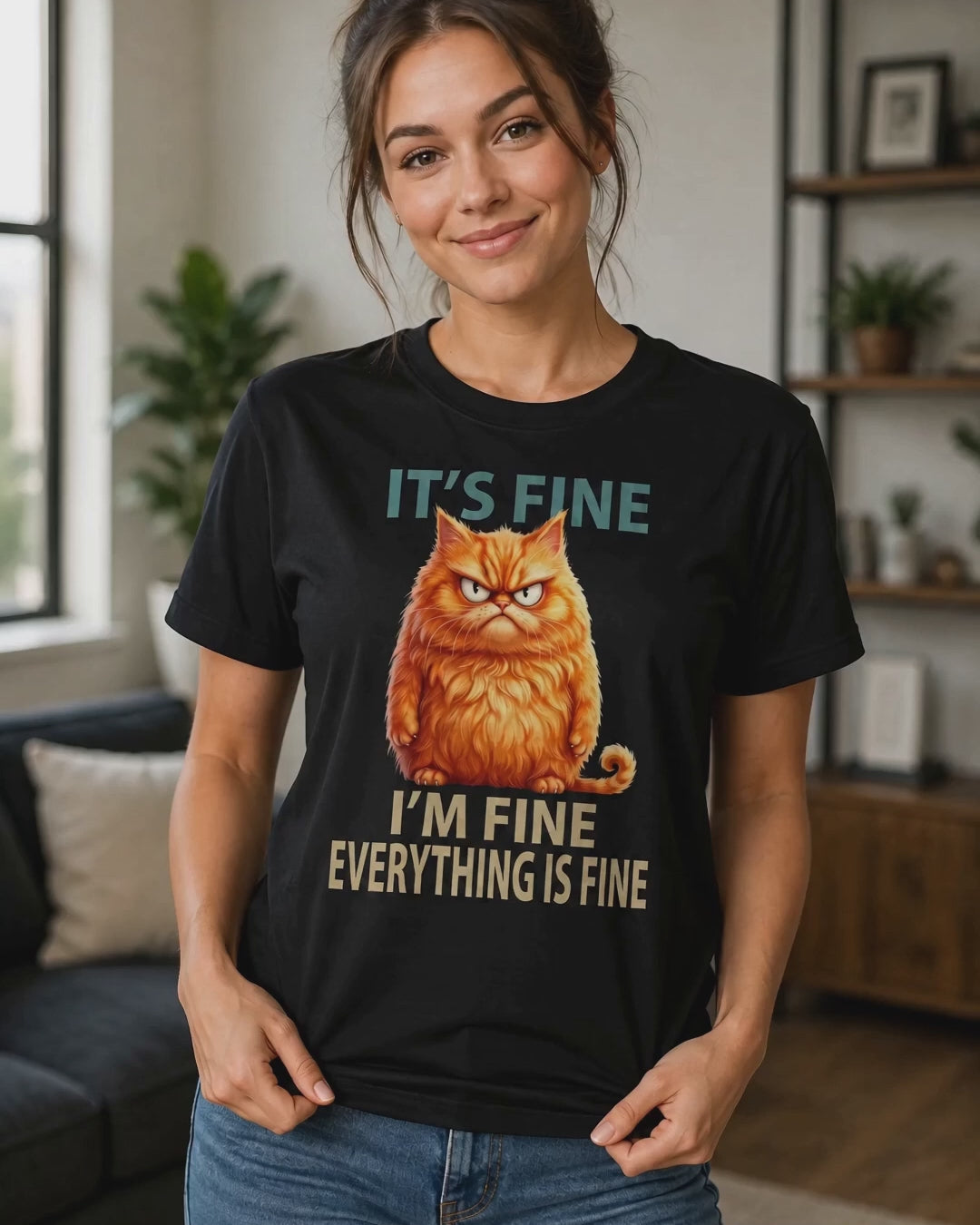 It’s Fine, I’m Fine, Everything Is Fine Cat T-Shirt