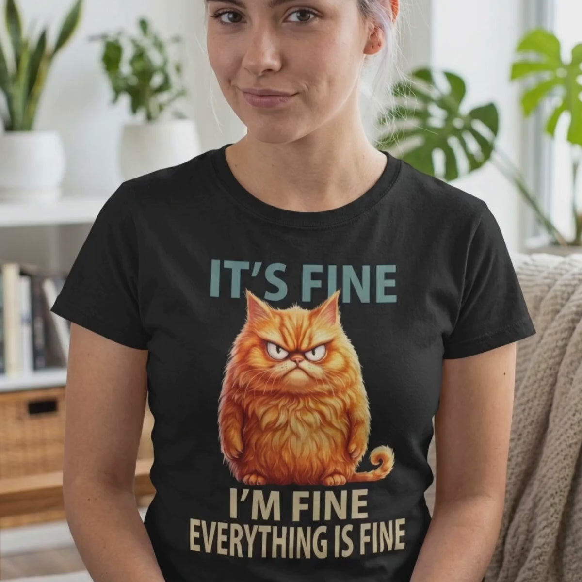 It’s Fine, I’m Fine, Everything Is Fine Cat T-Shirt