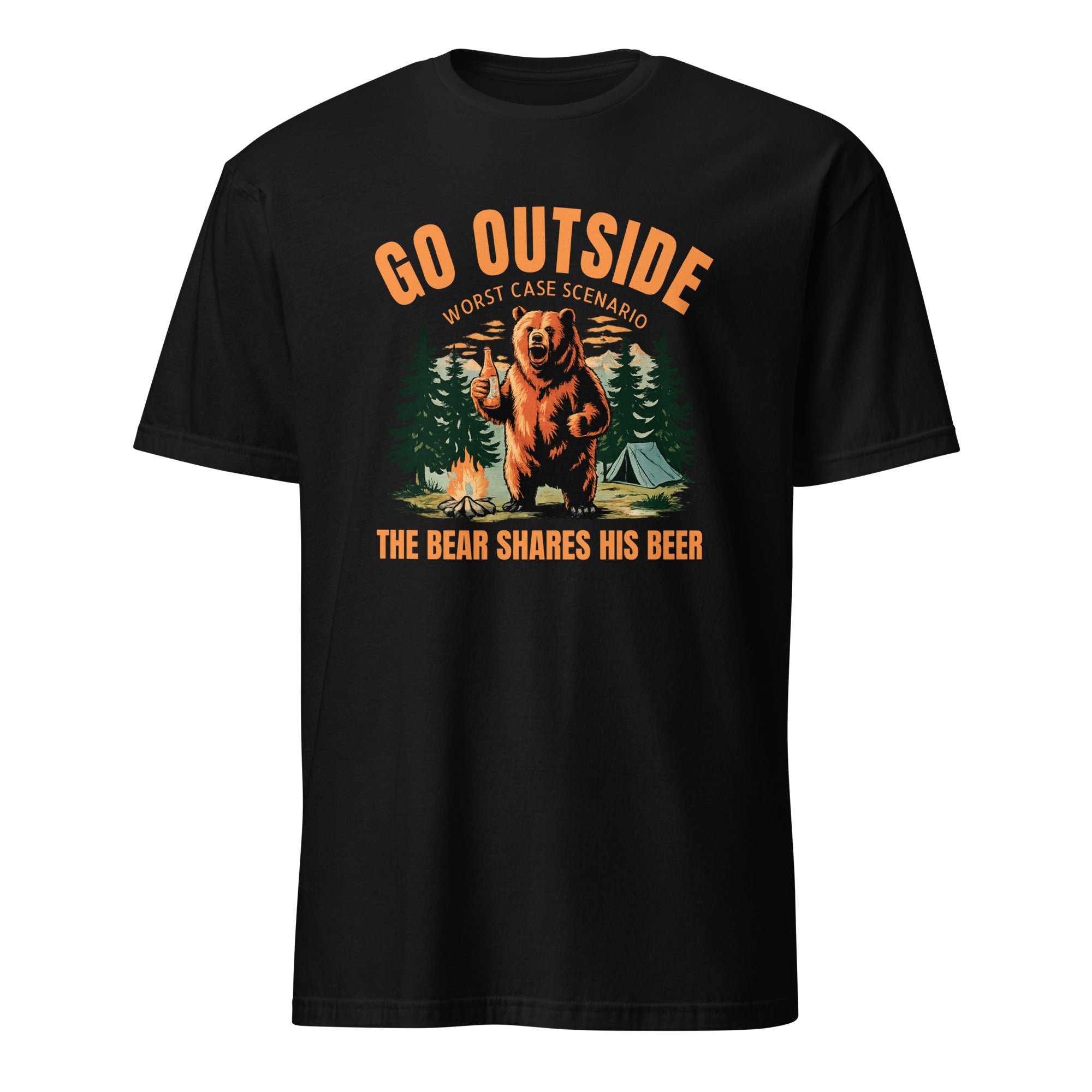 Go Outside T-Shirt: Funny Saying Bear Summer Camping Lake Shirt